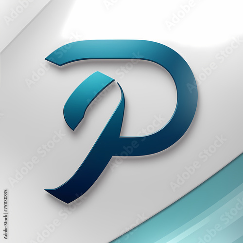 Modern Typography: Gradient Blue P Character Logo
