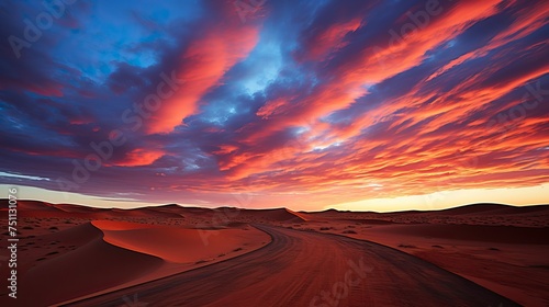A pristine desert dune at sunrise