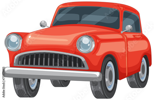 Vector graphic of a shiny red vintage automobile © GraphicsRF