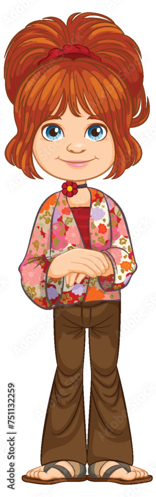Vector illustration of a smiling young girl standing. Vector illustration of a smiling young girl standing.