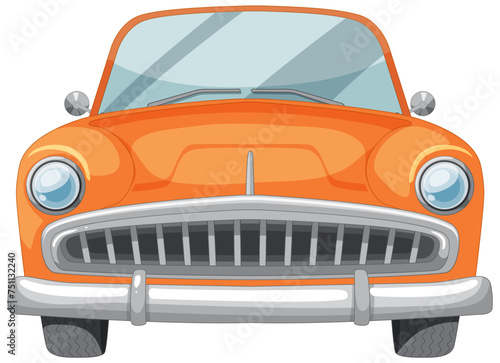 Colorful vector graphic of a vintage orange car