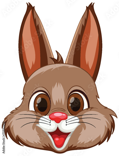 Happy brown rabbit with big ears illustration.
