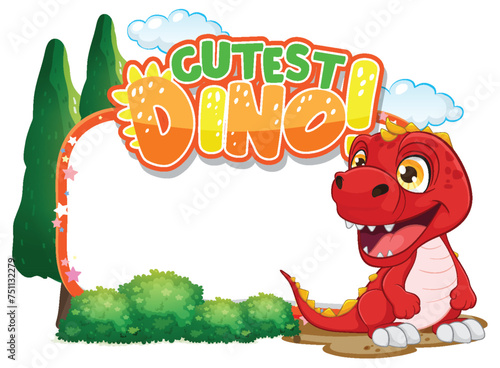 Cute red dinosaur with a playful, cheerful expression.