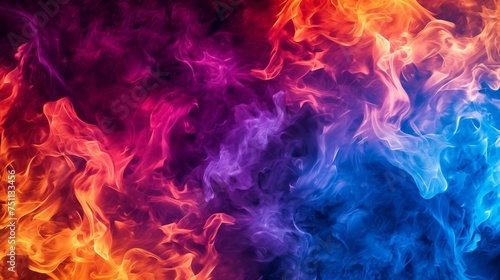 Abstract background, Dramatic flames in red, blue, and purple colors