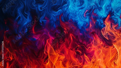 Abstract background, Dramatic flames in red, blue, and purple colors