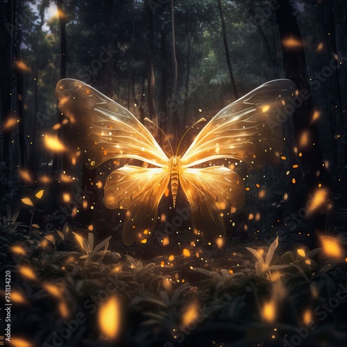 Abstract and magical image of Firefly flying in the night forest © CREATIVE STOCK