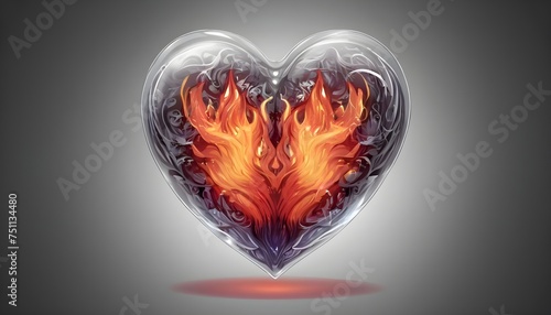 glass heart, flames on the inside photo
