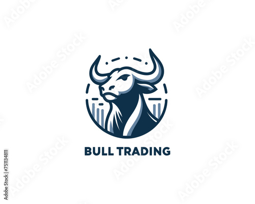 abstract business logo  bull trading logo Financial bull logo design. Trade Bull Chart  finance logo. Economy finance chart bar business productivity logo icon.