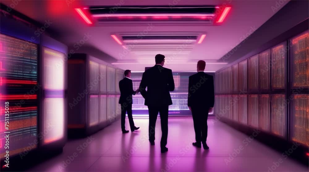 Silhouettes of people walking in office environment Silhouettes of people walking in office environment
