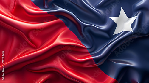 Satin texture of curved flag of Chile.  generative ai photo