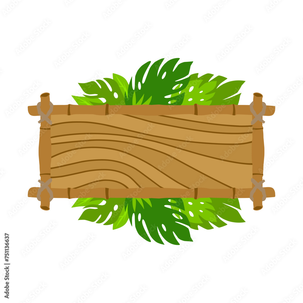 Wooden Board With Monstera Leaf Decoration Wooden Board With Monstera Leaf Decoration