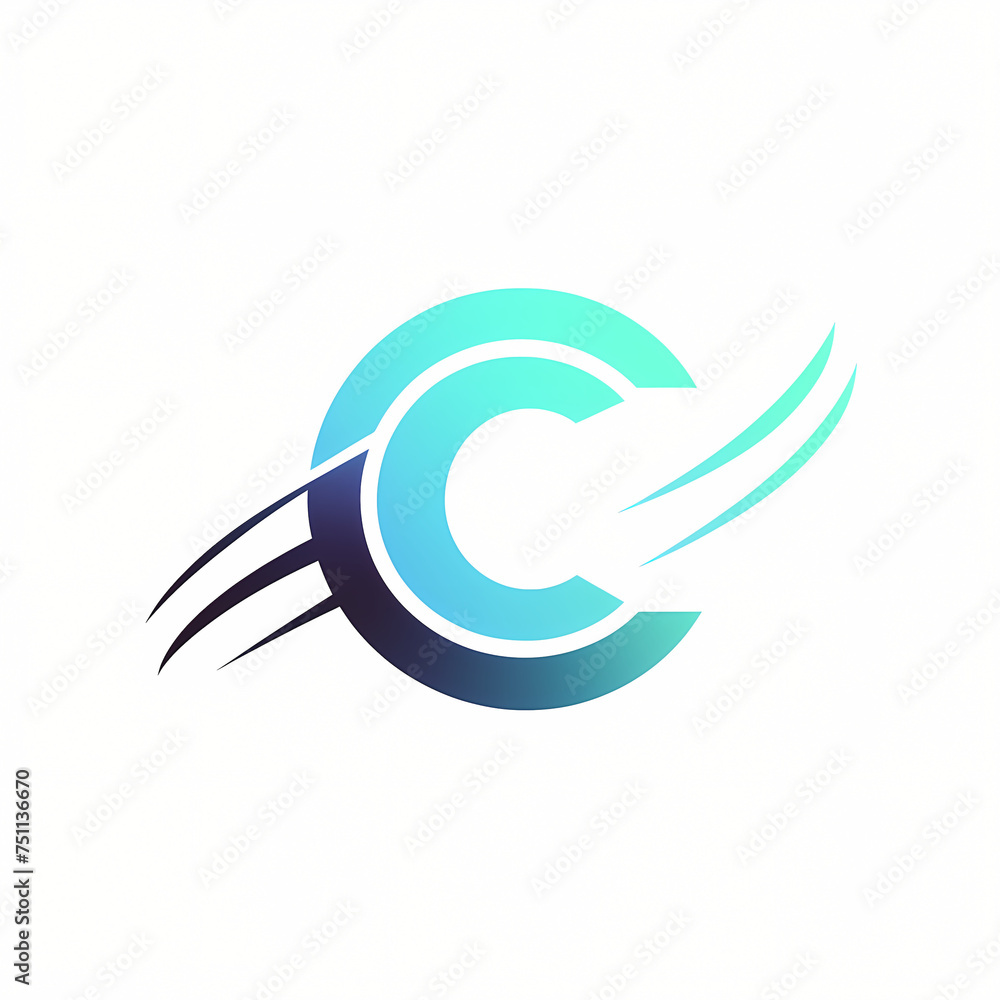 Obraz premium Letter C Blue And Teal