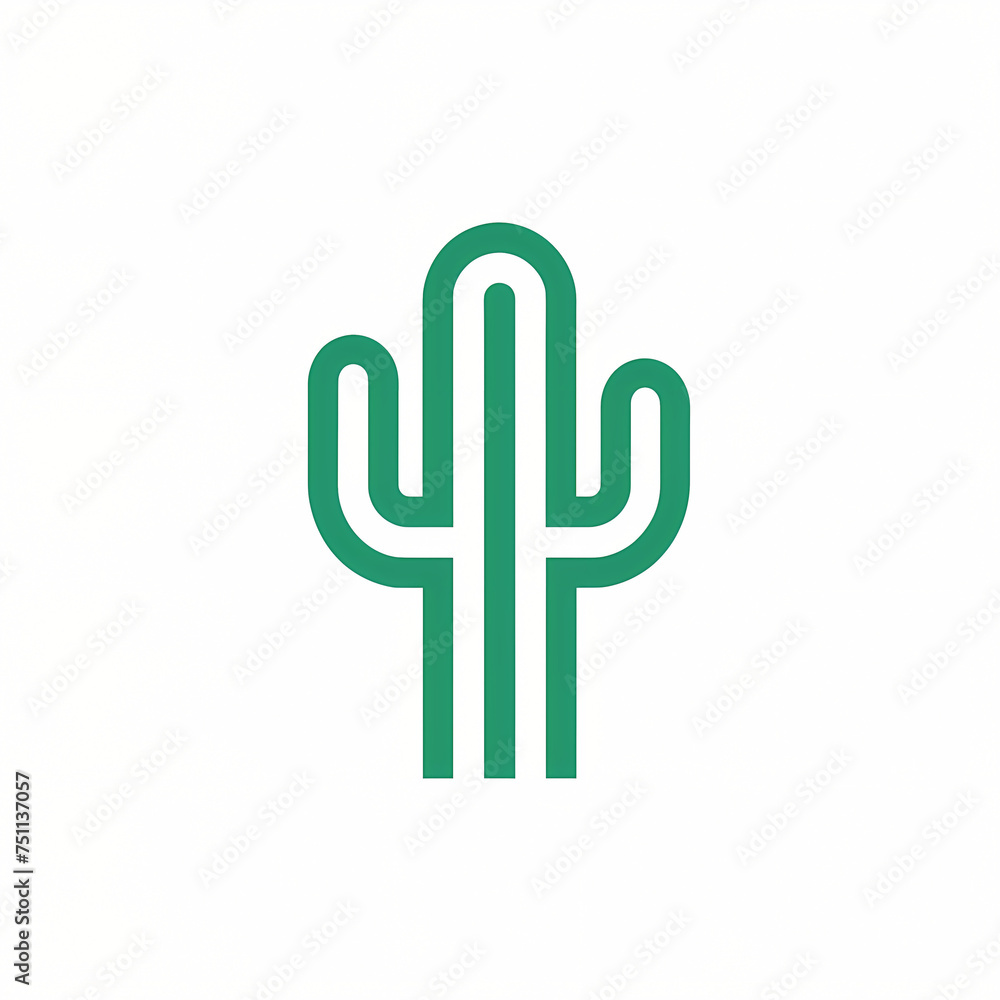 Cactus Outline Flat Logo With White Background Cactus Outline Flat Logo With White Background