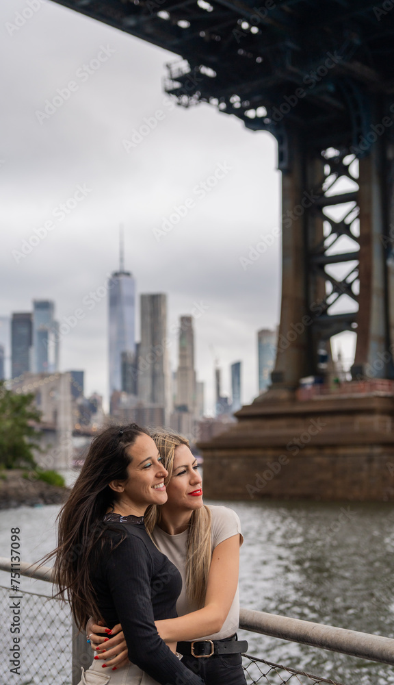 Two Cute Girls Hugging In New York. Two Cute Girls Hugging In New York.