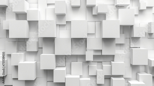 Abstract 3D White Cubes Geometric Pattern Texture Illustration background banner copy space area 