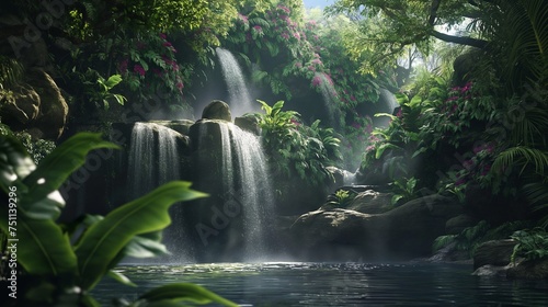 Cascading waterfalls in a hidden tropical paradise.
