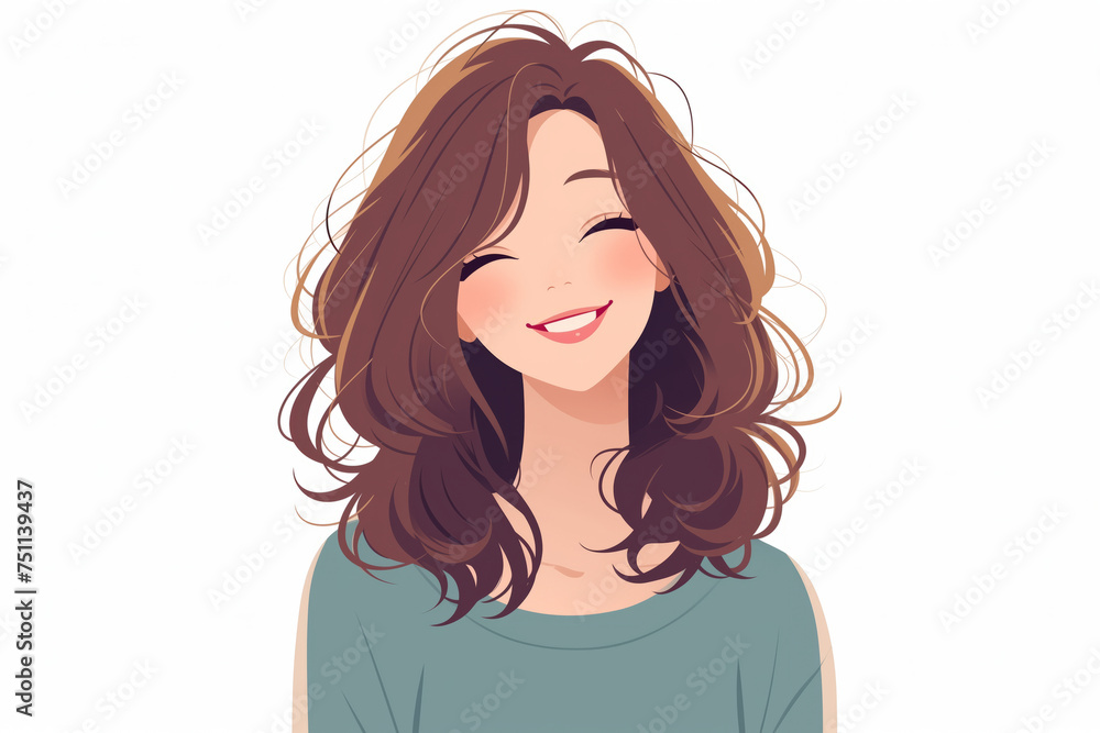 Illustration clipart of a woman smilling isolated on white background Illustration clipart of a woman smilling isolated on white background
