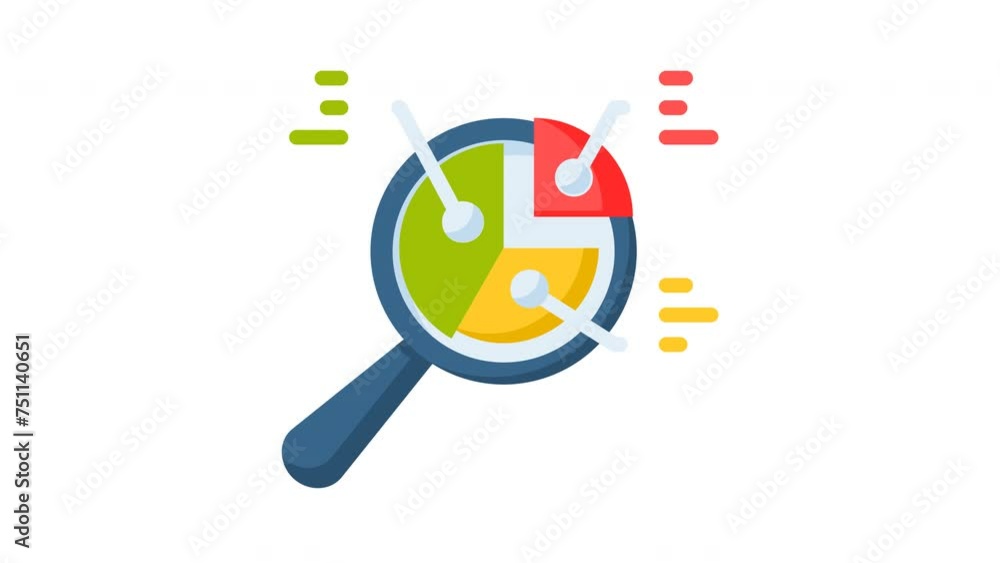 Animated analytics with magnifying glass on financial data visuals pie chart and bar graphs. Ideal for financial analysis articles and business presentations Animated analytics with magnifying glass on financial data visuals pie chart and bar graphs. Ideal for financial analysis articles and business presentations