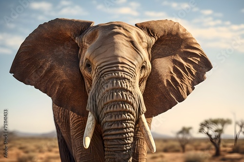 Up-close Elephant Encounter: A powerful and emotive close-up shot of an elephant, highlighting its strength and intelligence.   © Tachfine Art