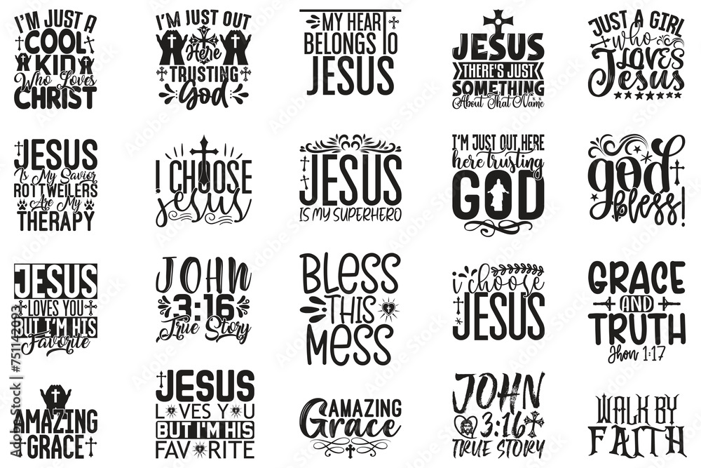 Jesus Christian SVG And T-shirt Design Bundle, Jesus Christian SVG