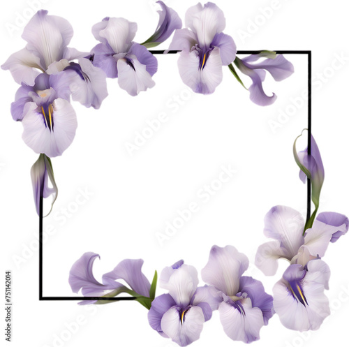 Colorful painting of Iris floral frame.