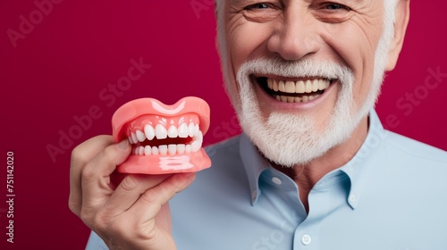 Dental Care. close up mouth senior or adult, Healthy Smile Elderly show beautiful of teeth, confident in orthodontics, advertising, white teeth, online plating, dentures, dental implants,