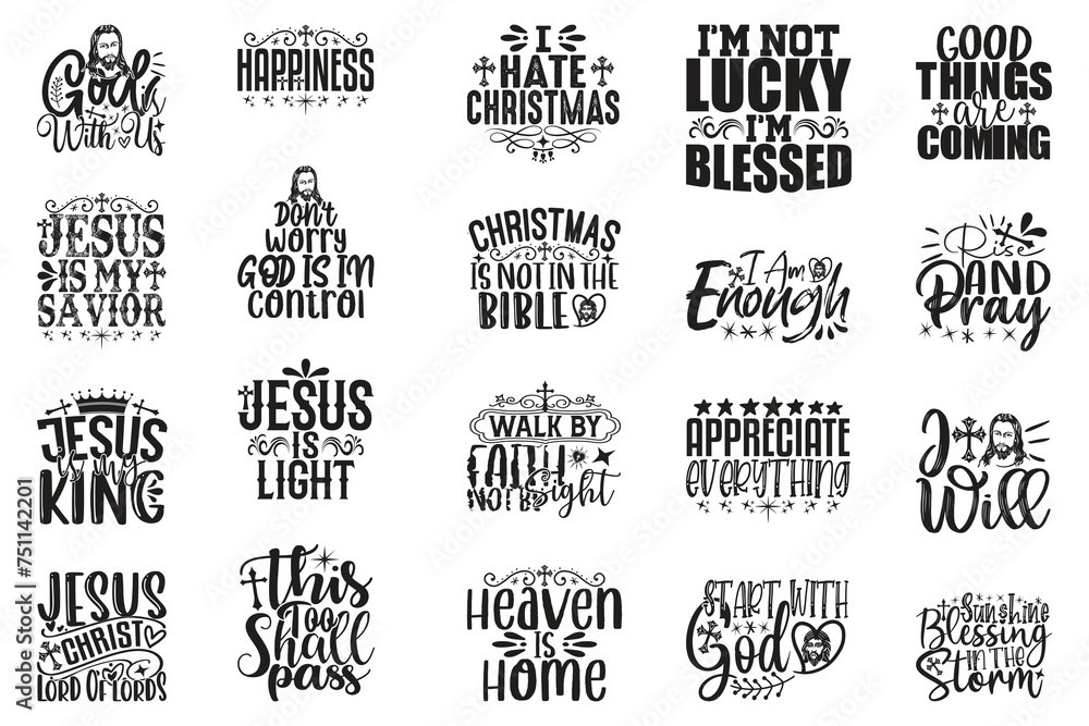 Jesus Christian SVG And T-shirt Design Bundle, Jesus Christian SVG