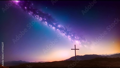 Cross Silhouette Against a Sunset Sky