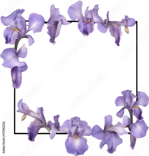 Colorful painting of Iris floral frame.