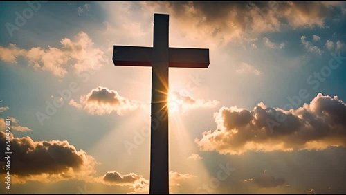 Cross Silhouette Against a Sunset Sky