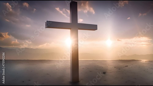 Cross Silhouette Against a Sunset Sky