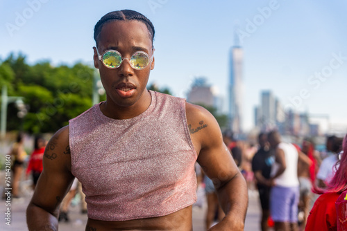 Portrait Of A Gay Man During New York Pride March. photo