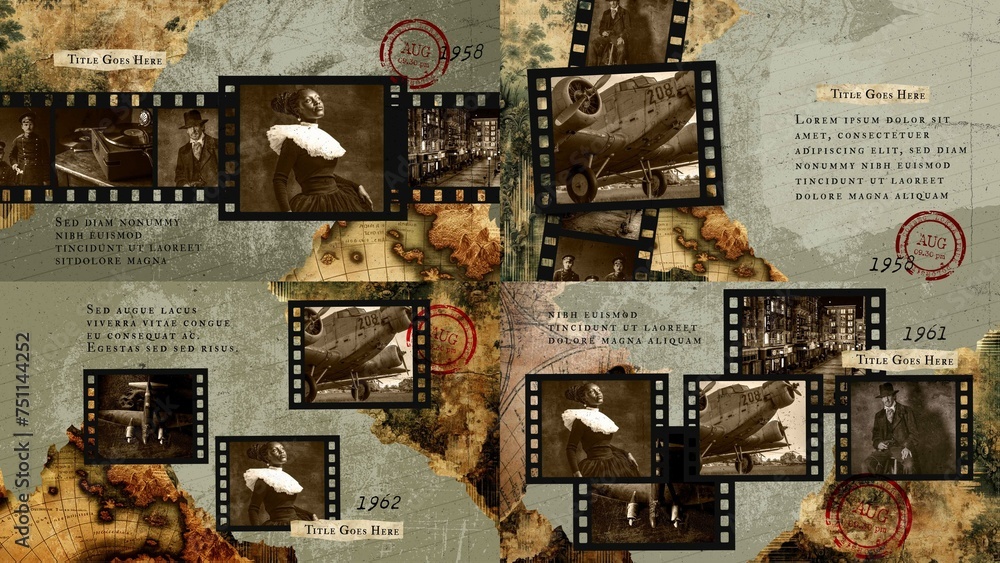 Vintage Documentary Timeline Slideshow Template Stock Template | Adobe ...