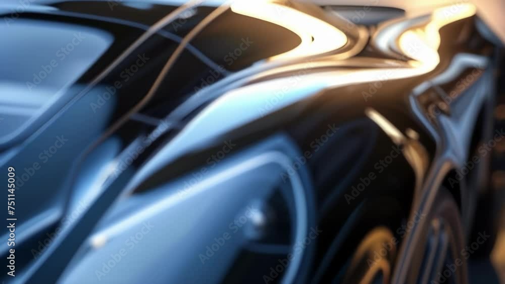 A closeup of the front hood of a car showcasing the strategically p creases and curves designed to reduce drag and increase speed. A closeup of the front hood of a car showcasing the strategically p creases and curves designed to reduce drag and increase speed.