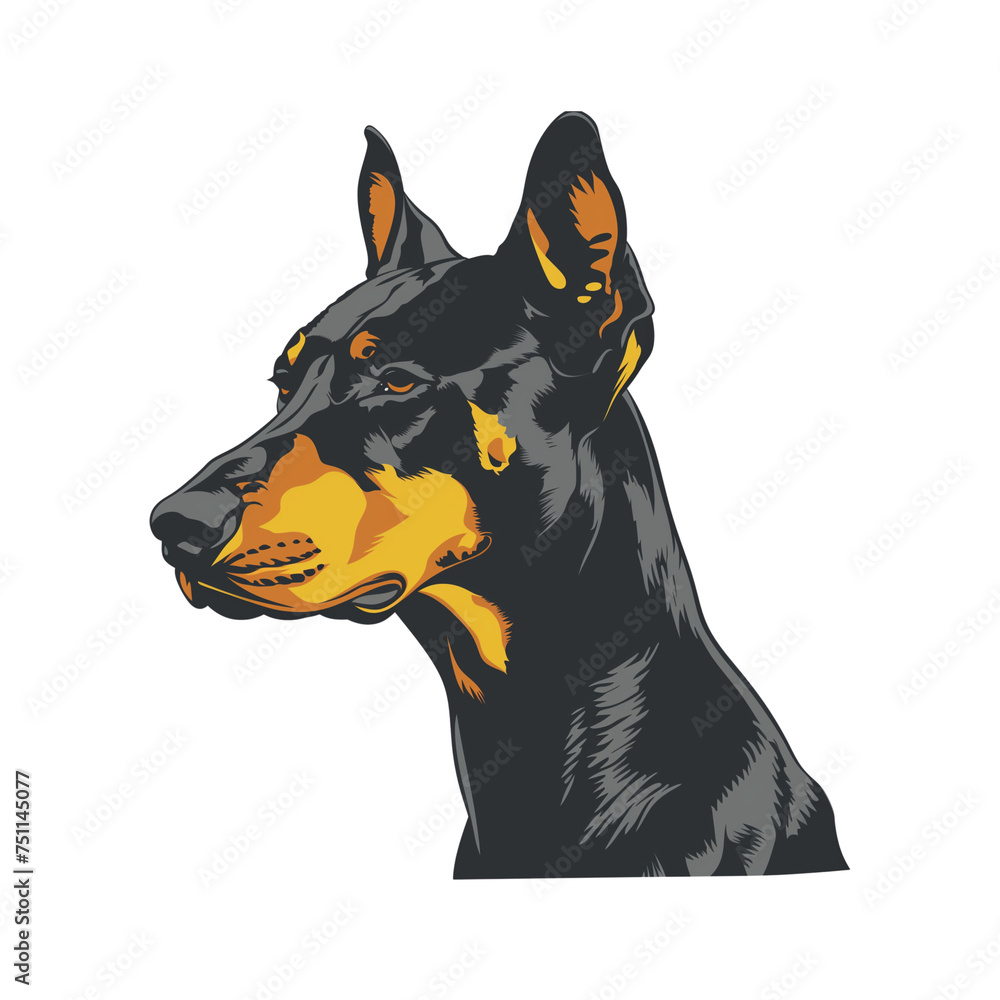 Doberman dog illustration, isolated on transparent background