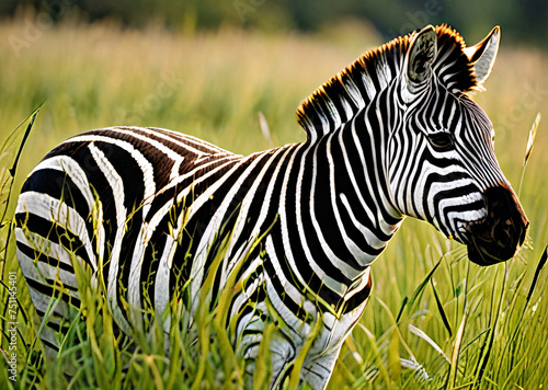 Zebra in the grass land  macro  realistic.