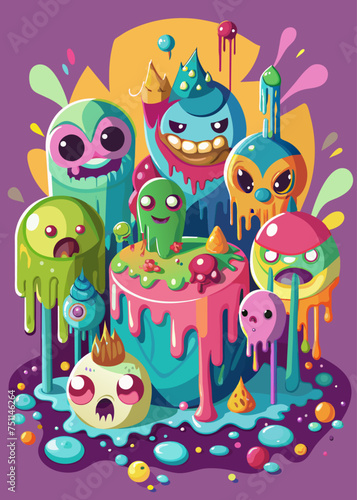 Mini Sweet Monsters Dripping Colouring Style Graffiti (2)