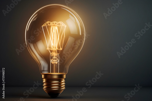 Lightbulb lit with isolated dark background