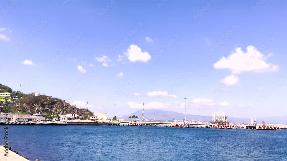 Wide panning at the mexican port of Manzanillo in the morning with boats on the side Wide panning at the mexican port of Manzanillo in the morning with boats on the side