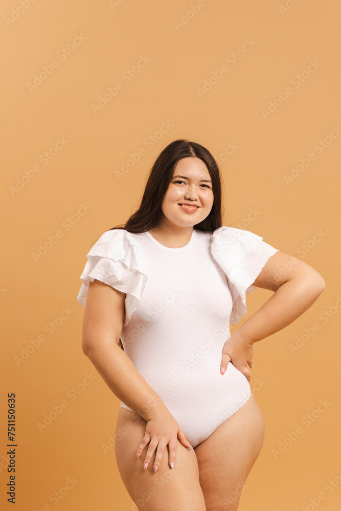 Happy curvy model in studio Happy curvy model in studio