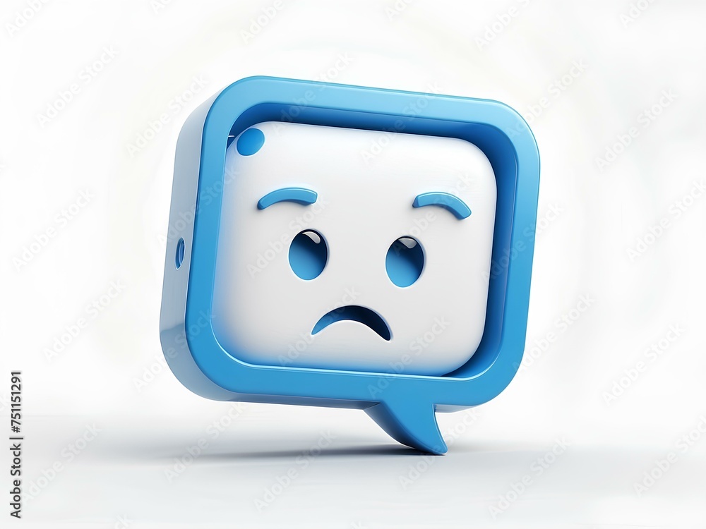 Fototapeta premium blue 3d speech bubble on white background, isolated for design 