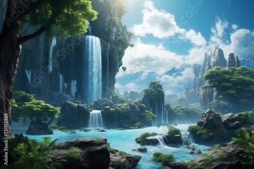 Magic fairytale waterfall