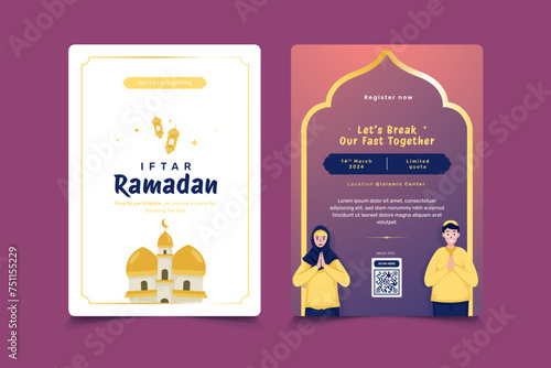 Iftar ramadan invitation poster template design