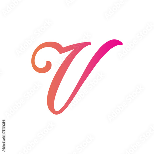 letter v with love shape logo design