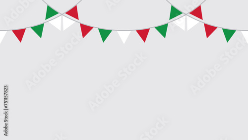 Seamless national flag of Italy triangle party bunting border. Flat vector illustration.	
