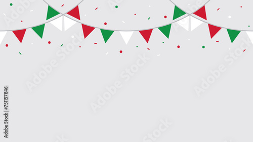 Seamless national flag of Italy triangle party bunting border. Flat vector illustration.	