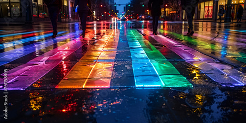'' Background empty street at night. Wet asphalt, reflection of neon multi-colored light. Fog, smoke. '' 