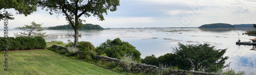 Panoramic Nature landscape of flood in brackish Marsh  Massachusetts 