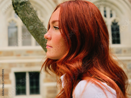 College redhead student girl close-up portrait  photo