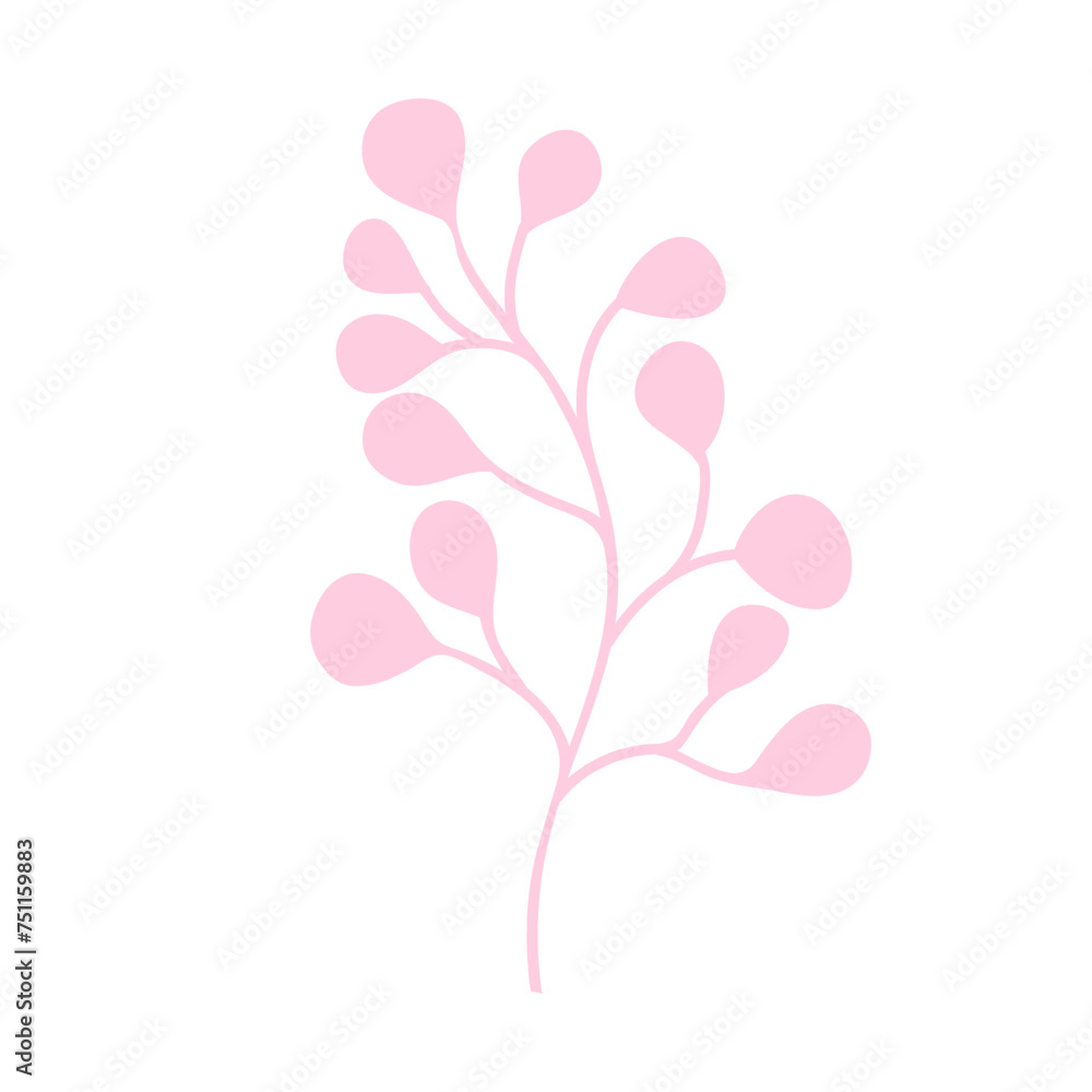 Floral Doodle Style Plant Branch Vector Illustration Floral Doodle Style Plant Branch Vector Illustration